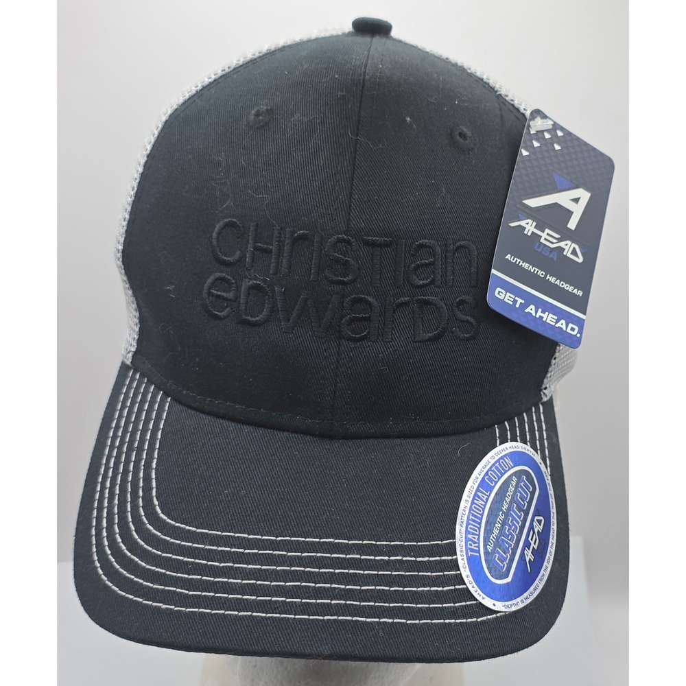 Christian Edwards Ahead Black‎ Trucker Hat Golf Baseball Strapback Mesh Cap NWT